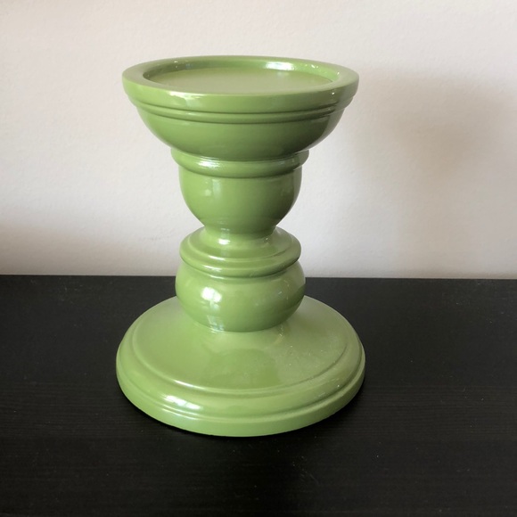 Pottery Barn Small Lacquer Pillar Holder, Green